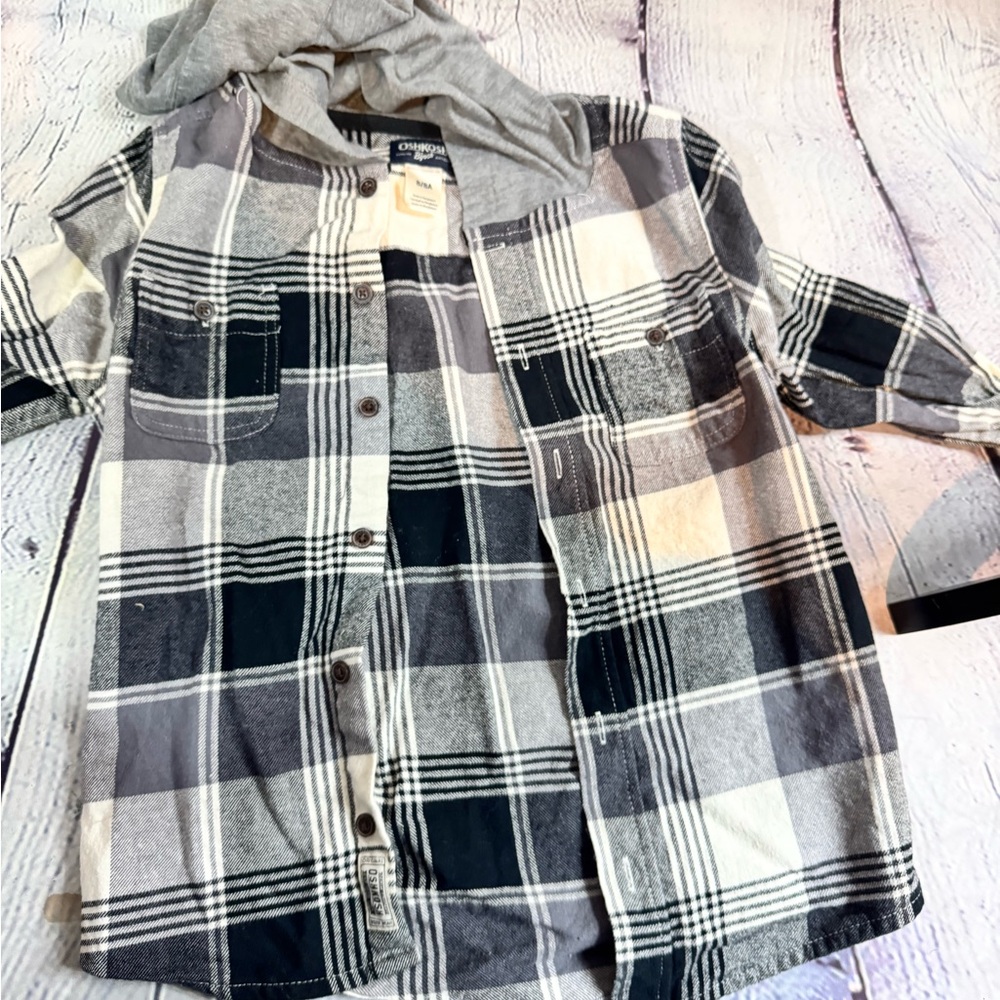 Plaid Hooded Kids Shirt
